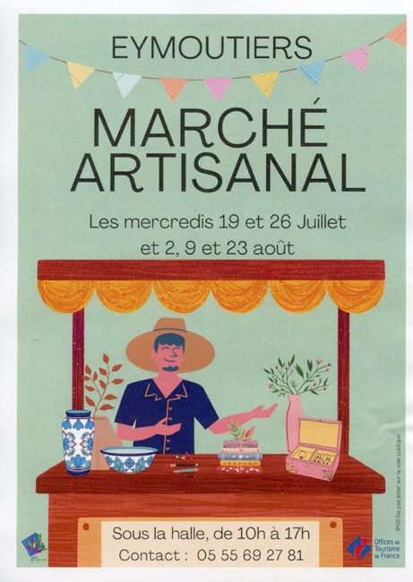 Marché artisanal d'Eymoutiers mercredi 19 juillet 2023