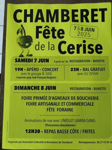 Fête de la Cerise à Chamberet, 7 et 8 juin 2025